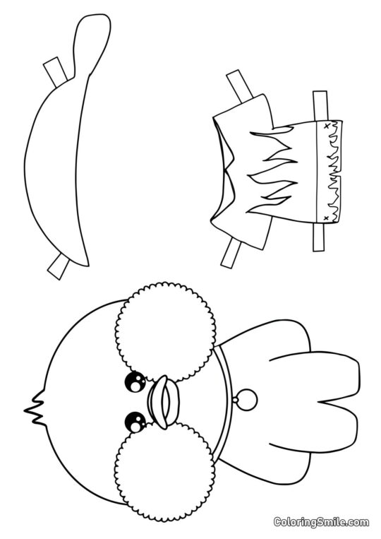 Lalafanfan con ropa (camiseta sin mangas, pantalones cortos y bandana) Lalafanfan con ropa (camiseta sin mangas, pantalones cortos y bandana) - Página para Colorear