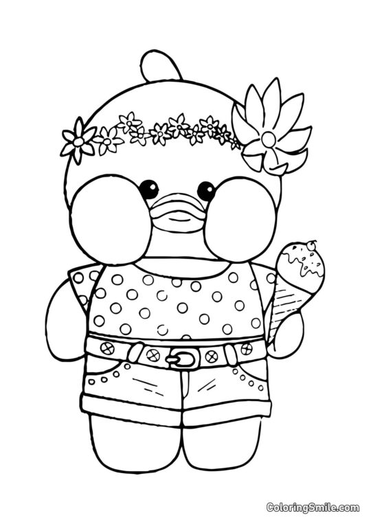 Lalafanfan con helado Lalafanfan con helado - Página para Colorear