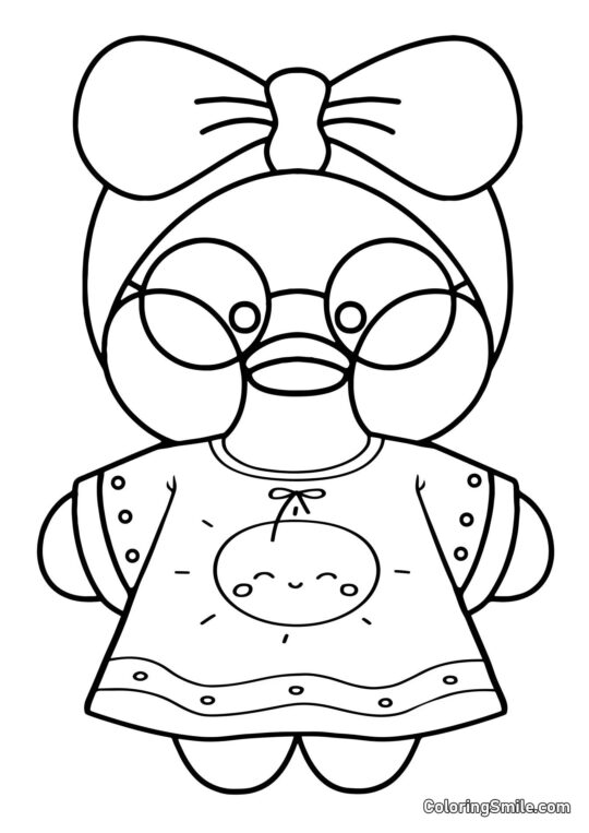Pato Lalafanfan en un hermoso vestido Pato Lalafanfan en un hermoso vestido - Página para Colorear