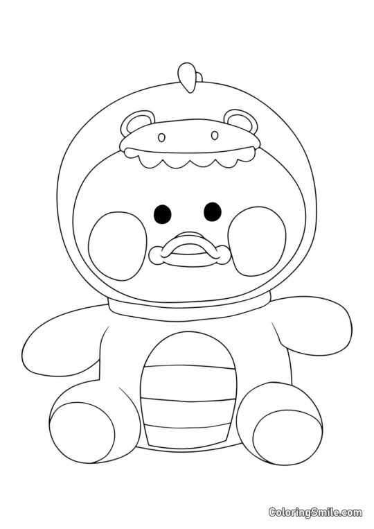 Pato Lalafanfan en kigurumi de dinosaurio Pato Lalafanfan en kigurumi de dinosaurio - Página para Colorear