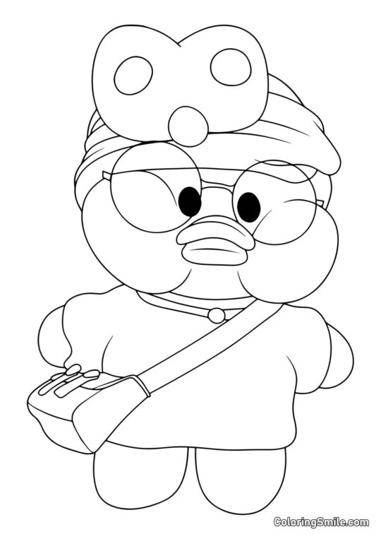 Pato Lalafanfan con máscara de sueño Pato Lalafanfan con máscara de sueño - Página para Colorear