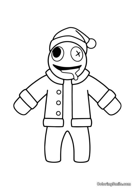 Azul con un gorro de Santa Azul con un gorro de Santa - Página para Colorear