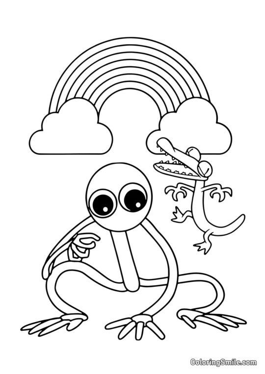 Púrpura y Naranja de Rainbow Friends Púrpura y Naranja de Rainbow Friends - Página para Colorear