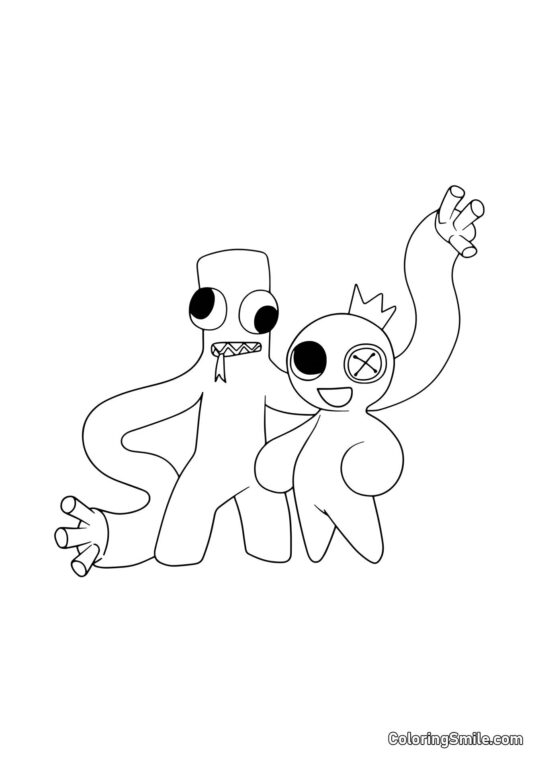 Verde y Azul de Rainbow Friends Verde y Azul de Rainbow Friends - Página para Colorear