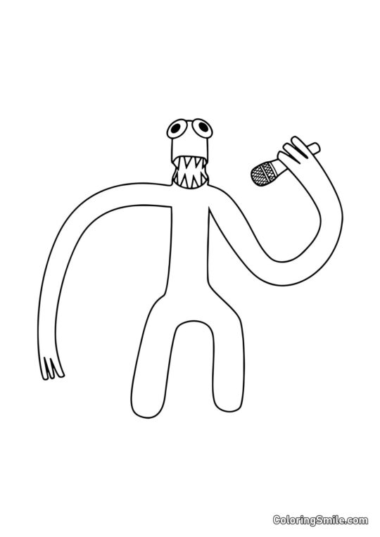 Verde con un micrófono Verde con un micrófono - Página para Colorear