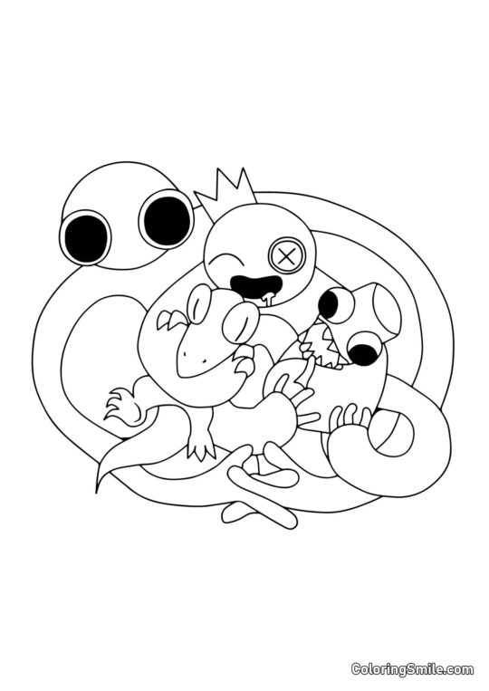 Rainbow Friends abrazando Rainbow Friends abrazando - Página para Colorear