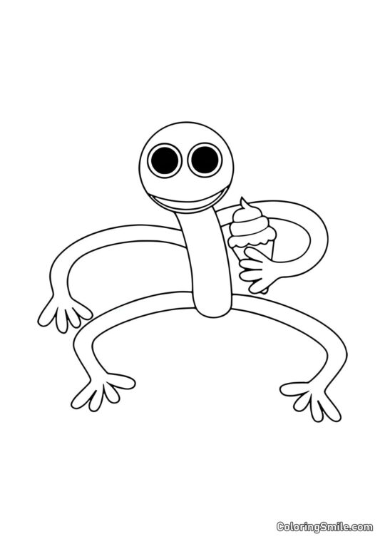 Púrpura de Rainbow Friends con helado Púrpura de Rainbow Friends con helado - Página para Colorear