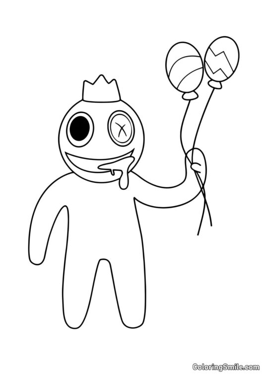 Azul con globos Azul con globos - Página para Colorear