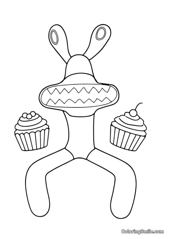 Amigo rosa con cupcakes Amigo rosa con cupcakes - Página para Colorear