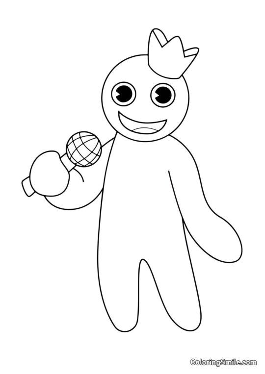 Azul con un micrófono Azul con un micrófono - Página para Colorear