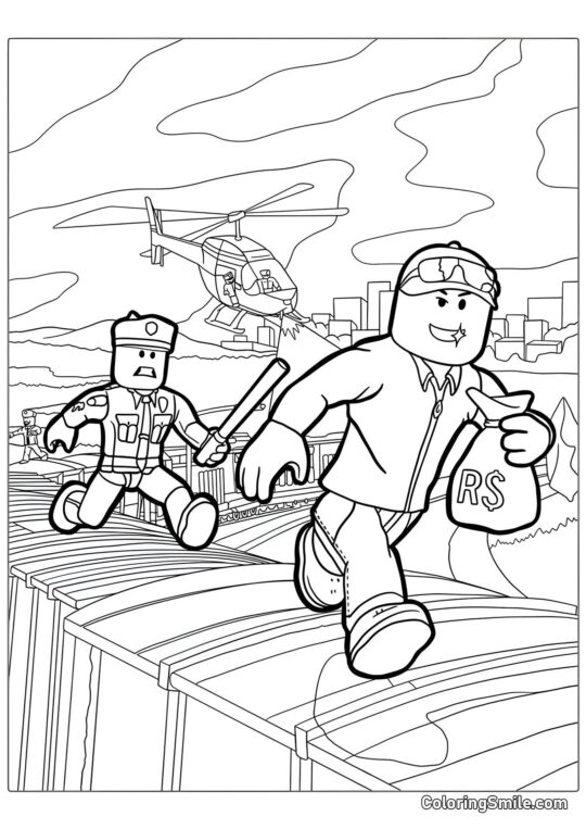 Roblox Corriendo de la Policía Roblox Corriendo de la Policía - Página para Colorear