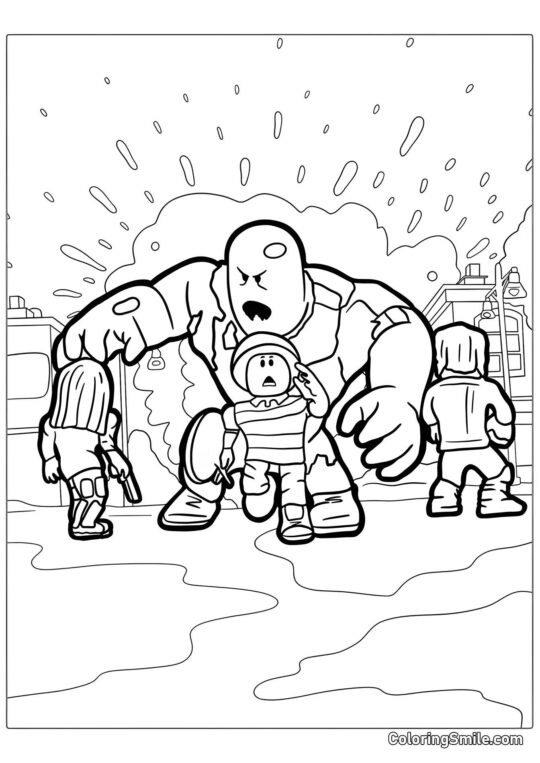 Roblox Corriendo de un Monstruo Roblox Corriendo de un Monstruo - Página para Colorear