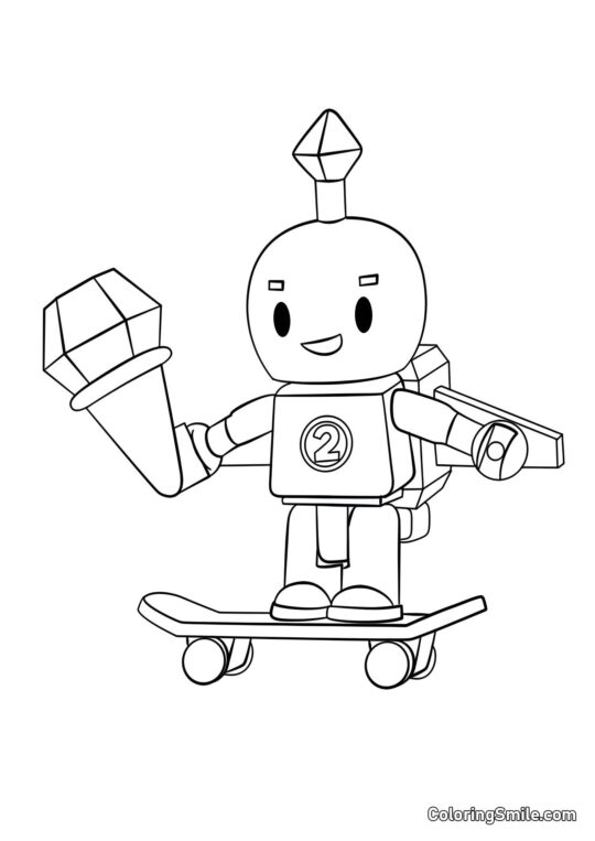 Roblox Robot en Patineta Roblox Robot en Patineta - Página para Colorear