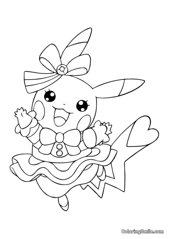 Chica Pikachu - Página para Colorear