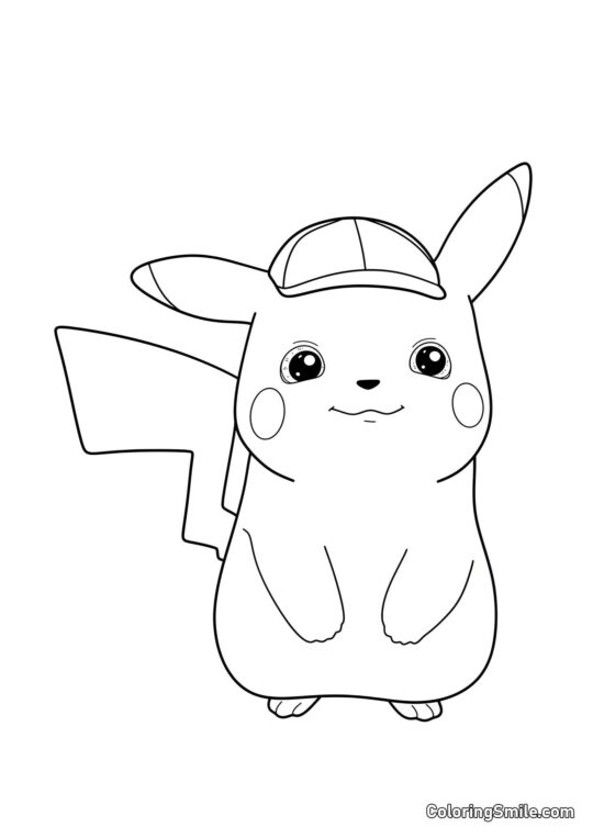 Pikachu Detective Adorable - Página para Colorear