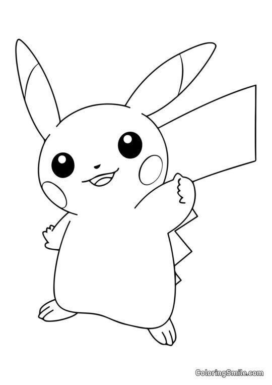 Pikachu Levantando el Dedo - Página para Colorear