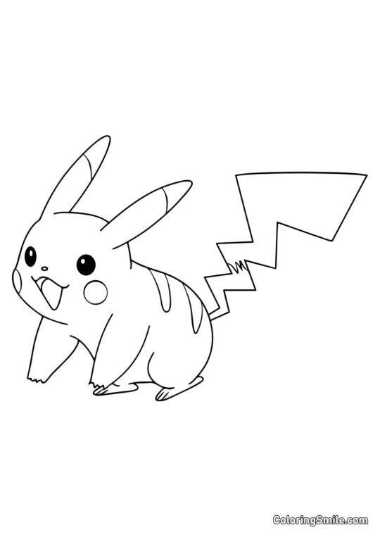 Pikachu Alegre - Página para Colorear