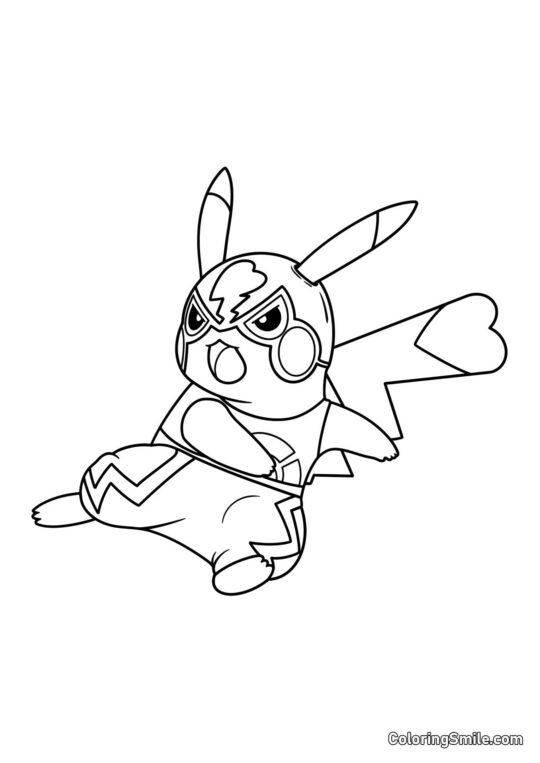 Pikachu Superhéroe - Página para Colorear