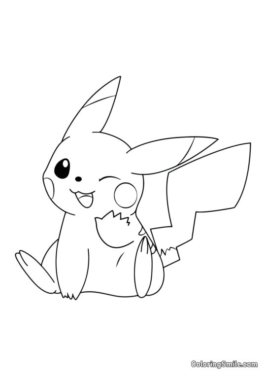 Pikachu Guiñando - Página para Colorear