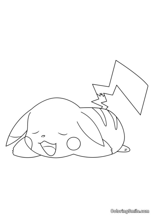 Pikachu Durmiendo - Página para Colorear