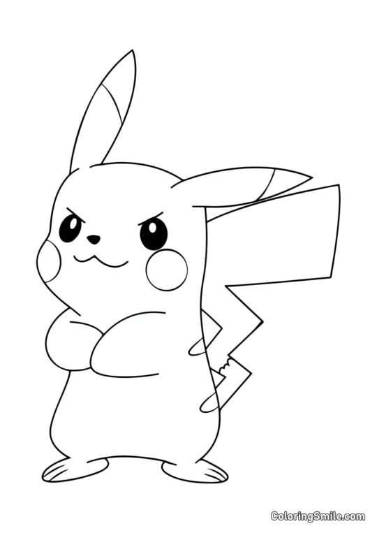 Pikachu Satisfecho Contigo Mismo - Página para Colorear