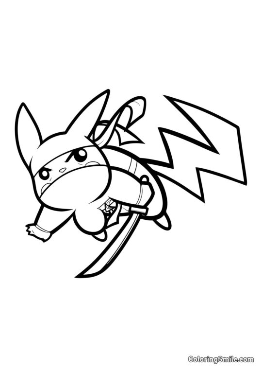 Pikachu Ninja - Página para Colorear