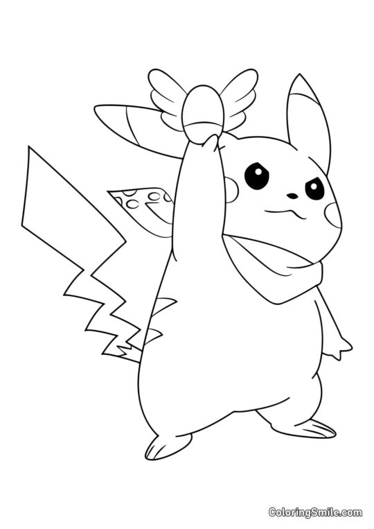 Pikachu Atrapa Snitch - Página para Colorear