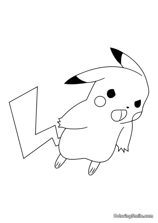 Pikachu Estallando en Batalla con un Grito - Página para Colorear