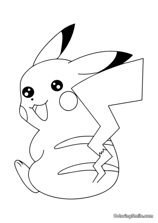 Pikachu Jubiloso - Página para Colorear