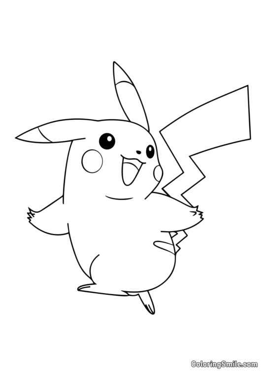Pikachu Saltando - Página para Colorear
