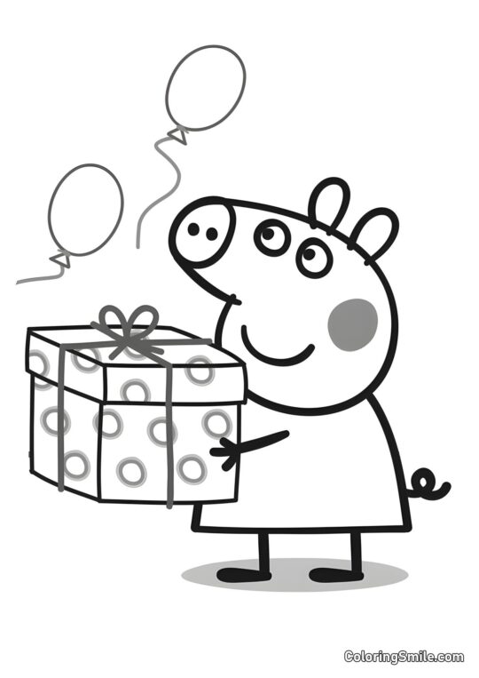 El Cumpleaños de Peppa - Página para Colorear