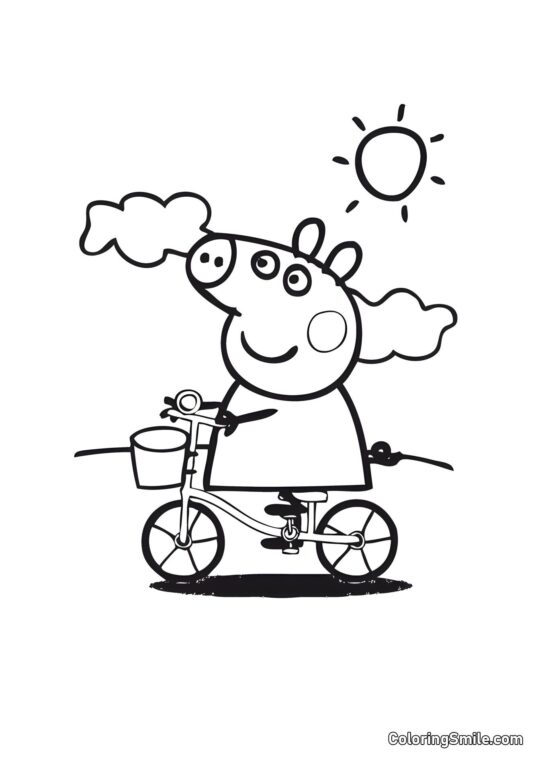 Peppa Pig en Bicicleta - Página para Colorear