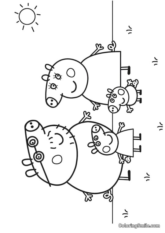 La Familia de Peppa Pig - Página para Colorear