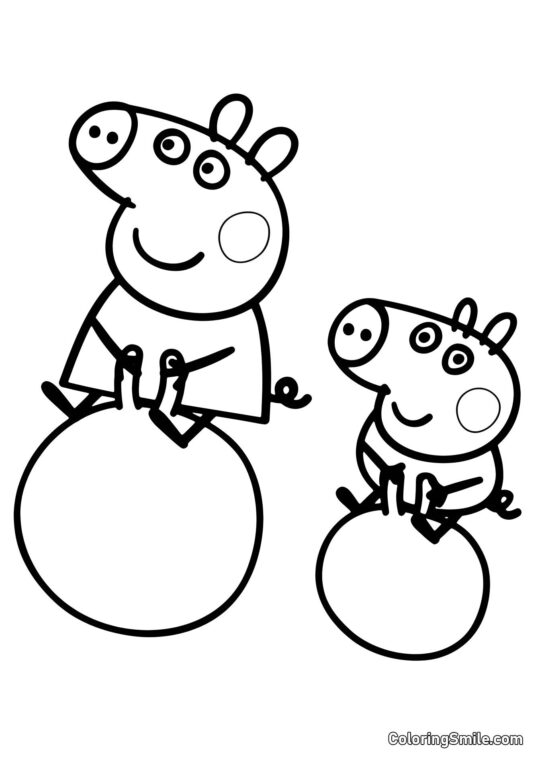 Peppa y George - Página para Colorear