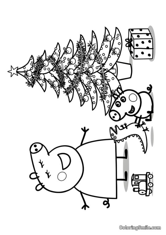 Peppa en Año Nuevo - Página para Colorear