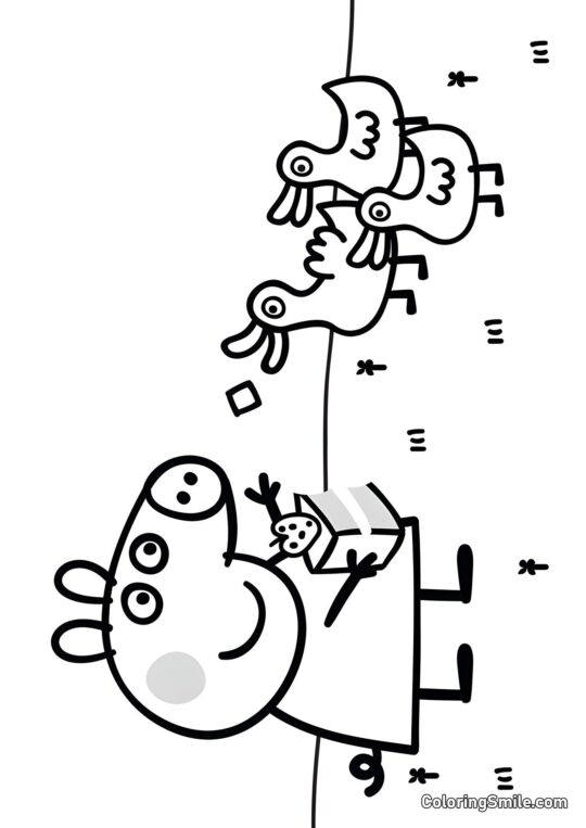 Peppa y el Pastel - Página para Colorear