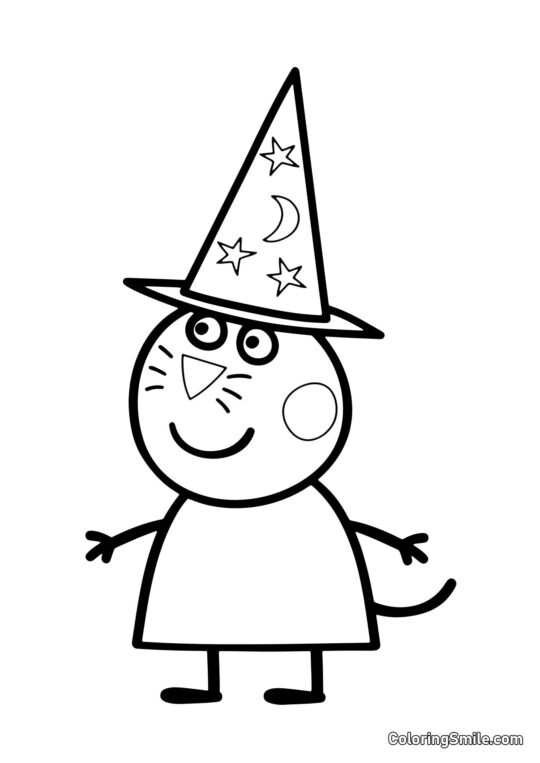 Caramelo en un Sombrero de Bruja - Página para Colorear