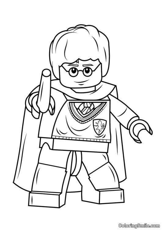 LEGO Harry Potter con una varita mágica LEGO Harry Potter con una varita mágica - Página para Colorear