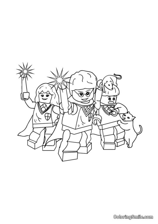 LEGO Harry, Hermione y Ron LEGO Harry, Hermione y Ron - Página para Colorear