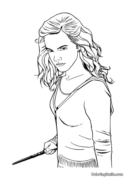 Hermione preparando un hechizo Hermione preparando un hechizo - Página para Colorear