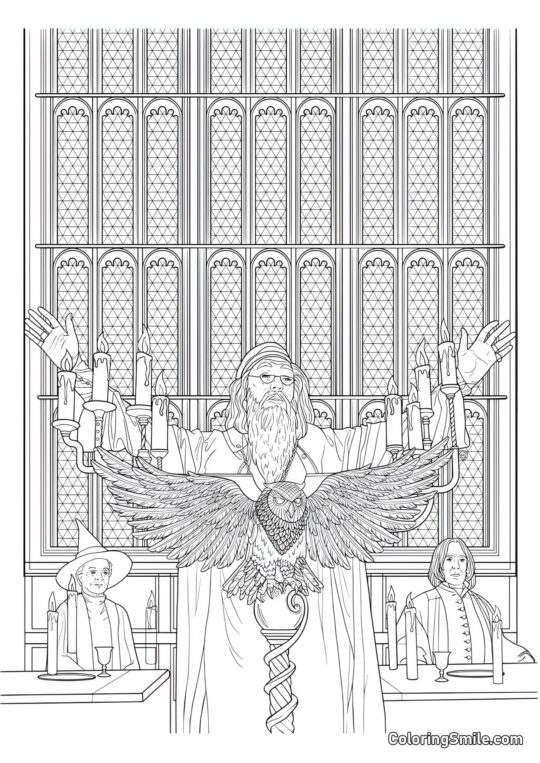 Albus Dumbledore, Minerva McGonagall y Severus Snape Albus Dumbledore, Minerva McGonagall y Severus Snape - Página para Colorear