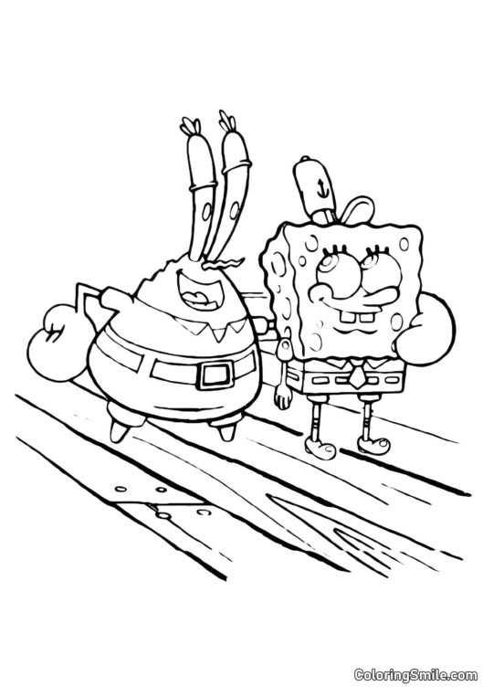 Estrella Patricio mirando a través de un telescopio - Página para Colorear