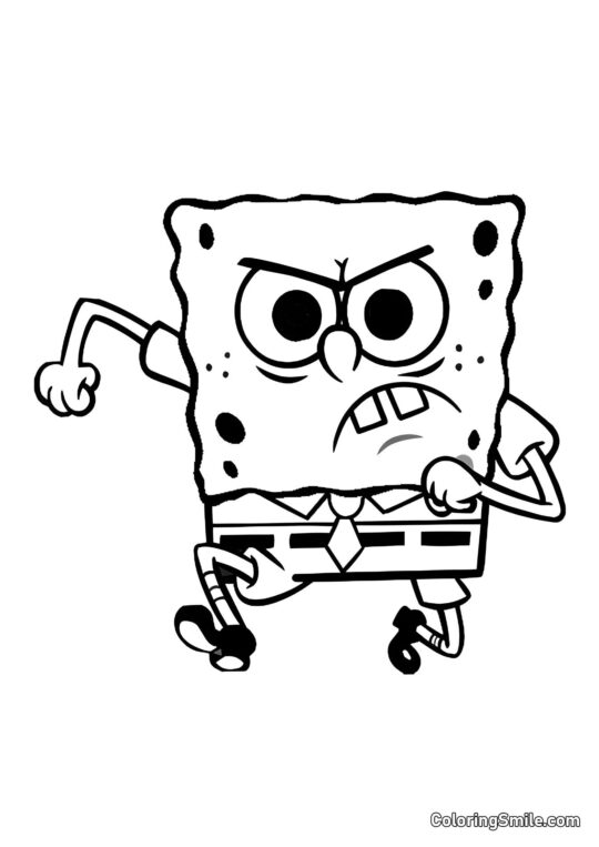 Bob Esponja en un bote - Página para Colorear