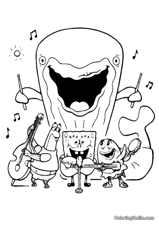 Bob Esponja saltando - Página para Colorear