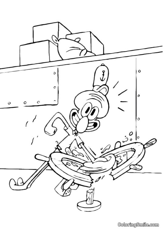 El pulpo Calamardo dando una lección a Bob Esponja - Página para Colorear