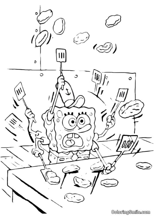 El pulpo Calamardo pensando - Página para Colorear