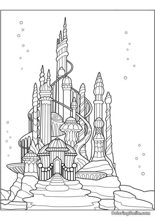 Castillo Submarino de la Sirena Castillo Submarino de la Sirena - Página para Colorear