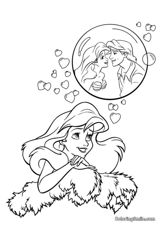 Ariel Soñando con Eric Ariel Soñando con Eric - Página para Colorear