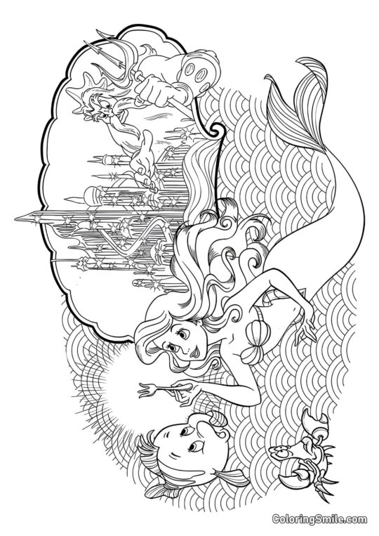 Ariel en el Reino Submarino Ariel en el Reino Submarino - Página para Colorear