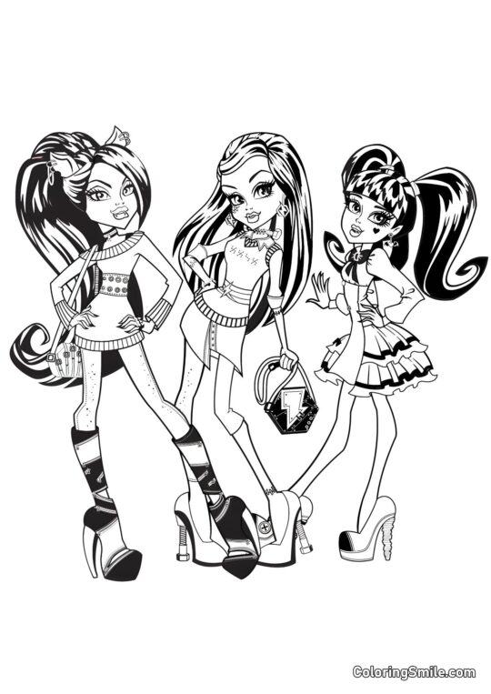Muñecas de Monster High - Página para Colorear